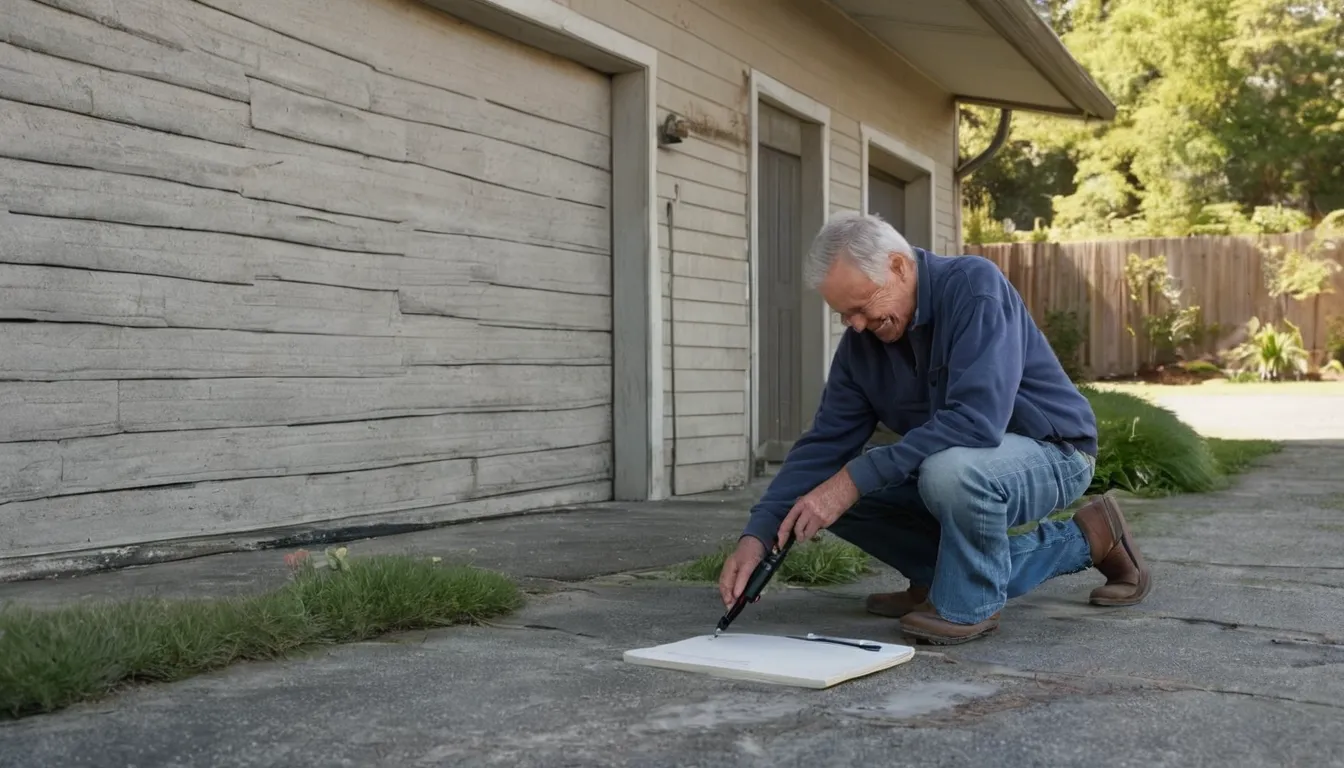 A provider checking a concrete slab in an older the Westland area home